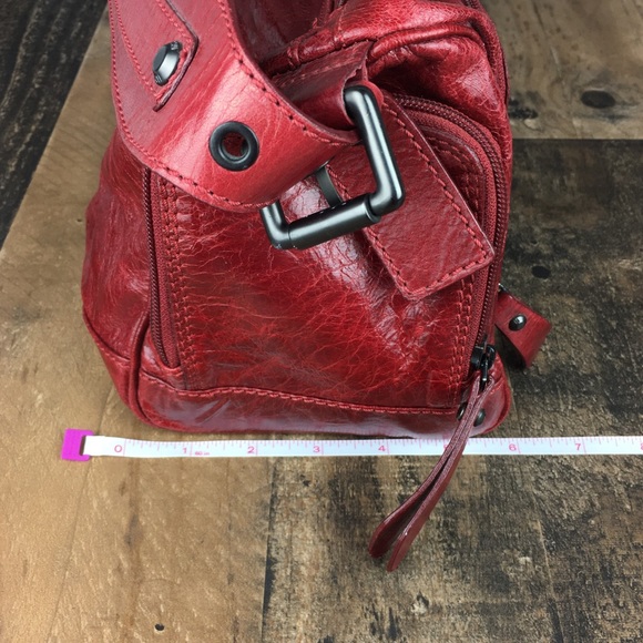 Nicoli Italian Leather Red Buckle Bag Purse - Picture 12 of 15